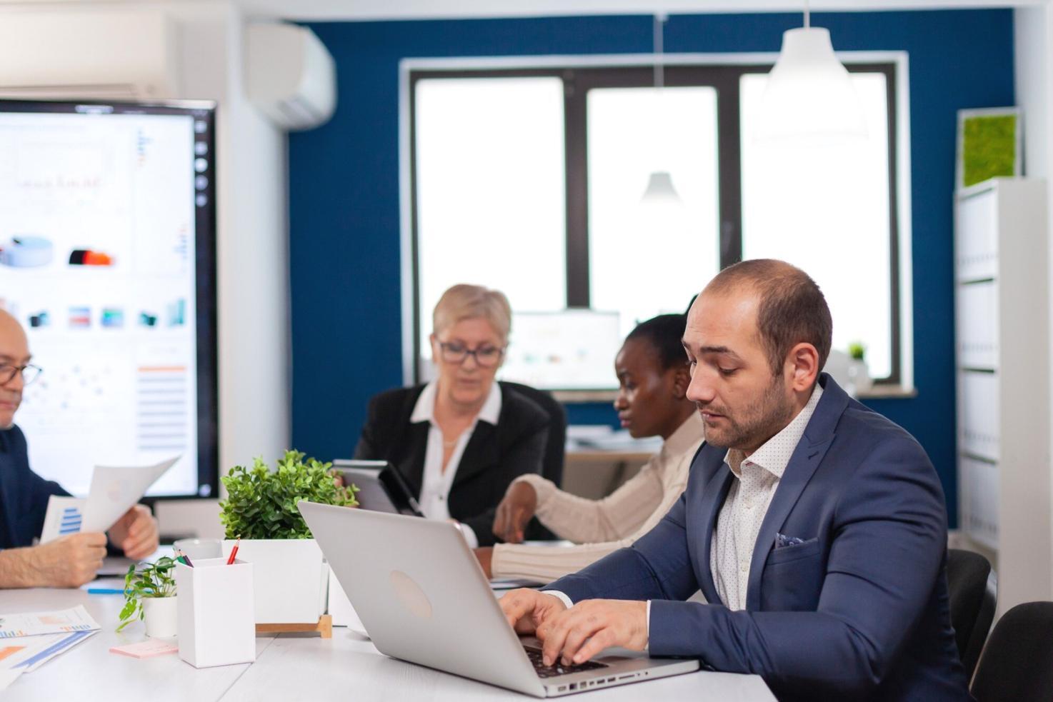 Professional negotiation training session with business executives
